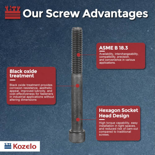 Kozelo 10-Piece Hex Socket Head Bolts, M8 X 85mm, Alloy Steel, Partially Threaded, Cap Screws, Black Oxide, Grade 12.9, Internal Hex Threads, for 3D P