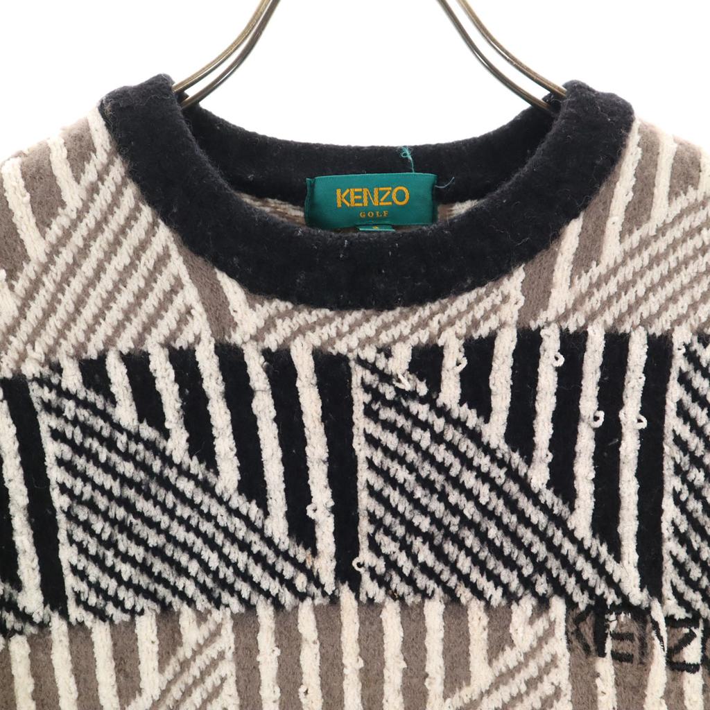 KENZO GOLF 90s Made In Japan Old Geometric Pattern Long Sleeve Sweater Women Used