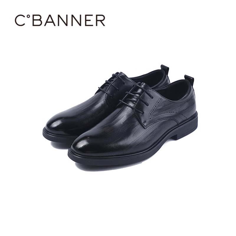 C.BANNER Men s Patterned Leather Business Dress Shoes 40 чёрный