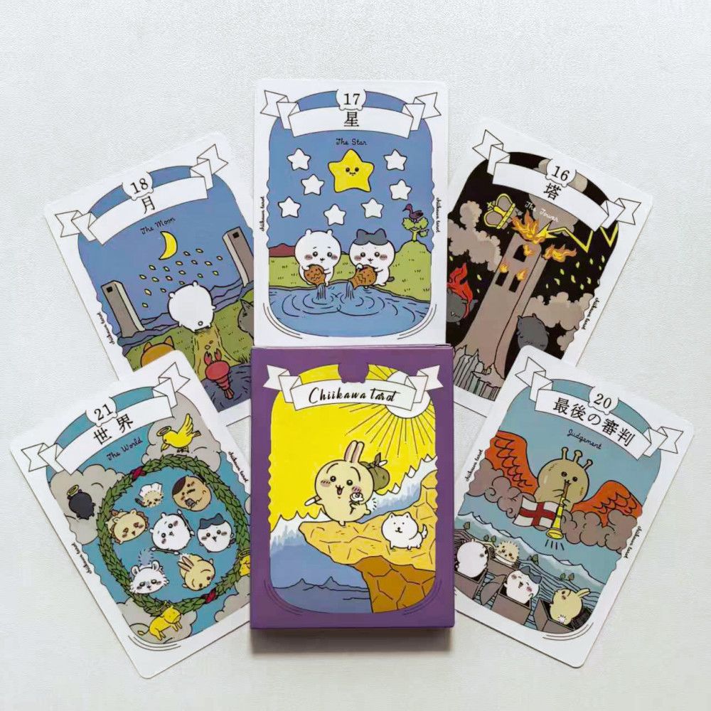 Kawaii Chiikawa Tarot Deck - 22 Major Arcana Anime Collectible Tarot Cards 10.4*7.3cm - Cute Hachiware & Usagi Divination Cards