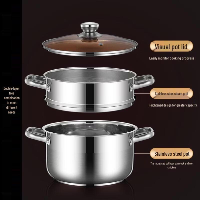 HANDUNYOU 22cm Stainless Steel Saucepan