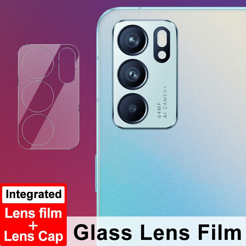 

IMAK High Definition Tempered Glass Anti-Scratch Camera Lens Film+Acrylic Lens Cap for Oppo Reno6 5G Type A