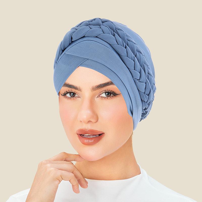1 buc Căciulă Wrap Turban Păr Împletit Pierdere Păr Pălărie Culoare Solidă Femei Eșarfă de Cap Cancer Chimioterapie Căciulă Musulman Poliester