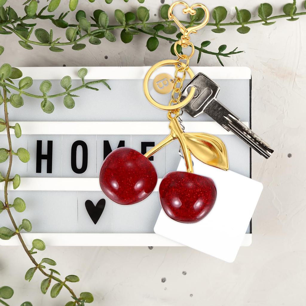 [uxcell] Initial Letter Keychain, Cute Cherry Alphabet I Letter Decor with Letter Pendant for Women and Girls, Keepsake Purse, Handbag, Backpack (Red)