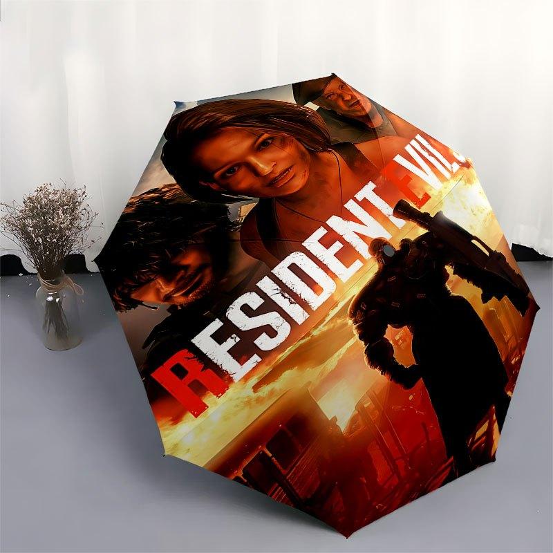 1pc Resident Evil Automatic Opening/Closing Umbrella with Convenient Three-Fold Design, 8 Iron Ribs - for Outdoor Daily Use, Travel A13