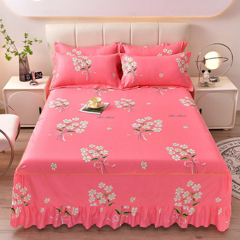 Home Textile Bedding Set Four Seasons Active Printing Double Multi-specification Multi-size Brushed Multi-color Bed Skirt