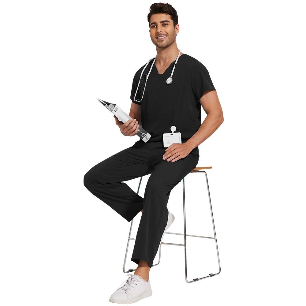 Herren Einfarbig Schnelltrocknend Dünn Lässig und Bequem Kurzärmelige Hose Waschen Kleidung Anzug Arbeitsuniform Mattierter Anzug