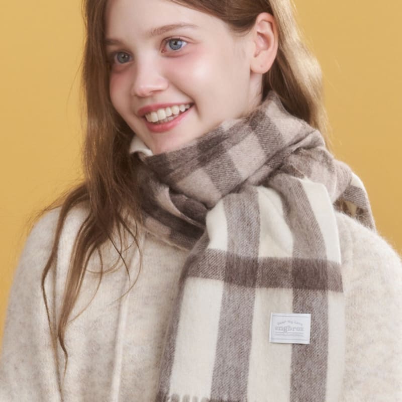 engbrox Cachecol macio de lã xadrez_3 cores