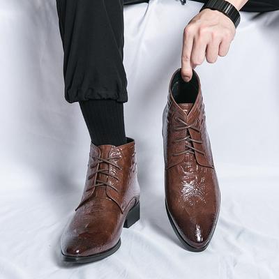 Krokodilmuster Schwarz Luxusmarke Herren High Top Schuhe Große Größe Business Mokassins Italienisch Lässig Herren Leder Herren Fahrschuhe