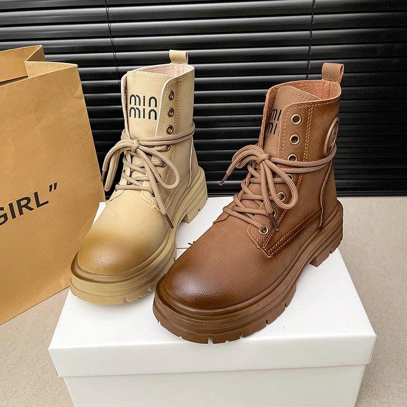 Fashion Platform Shoes Ankle Boots for Women 2024 Chunky Boots Women Ladies Shoes Stivali Black Boots Women Barefoot Shoes Zapatos Mujer