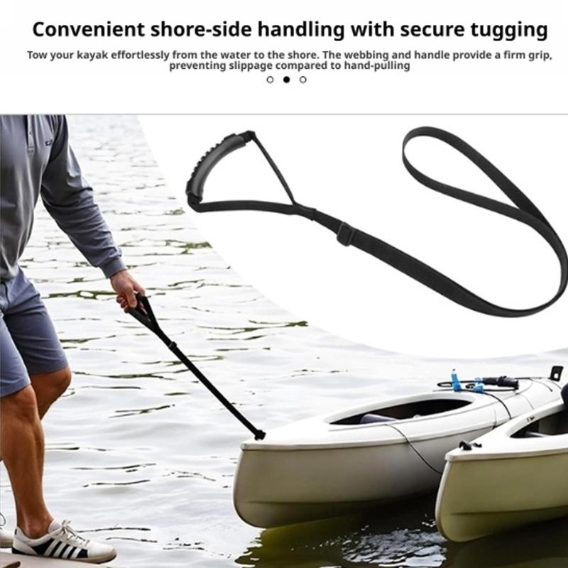 Landing Transfer Pull Band with Rubber Grip for Kayak, Adjustable Webbing Aid for Beach Arrival, Water Entry Preparation, and Short Manual Carry