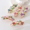 Alloy Girl Flower Hairpin Painted Paint Flower Leaves Antique Hairpin Women'S Spring Clip Hair Accessories Retro