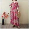Women's Vintage Long Dress with Cotton and Linen Patterns