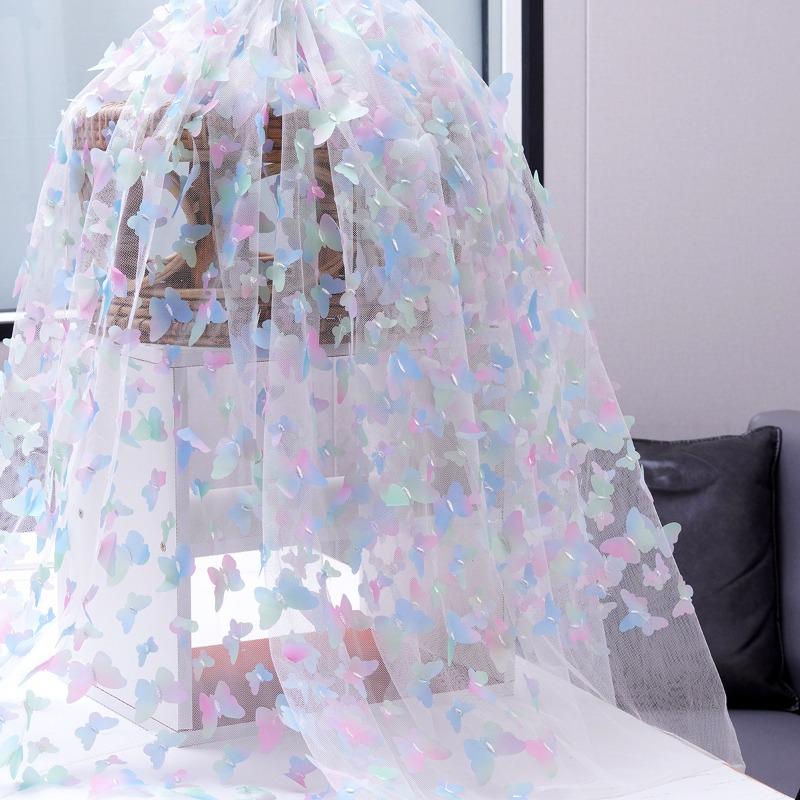1/3/5 Yards Tulle Embroidery Butterfly Organza Fabric for Wedding Birthday Party Dress Fabric DIY Background Decoration
