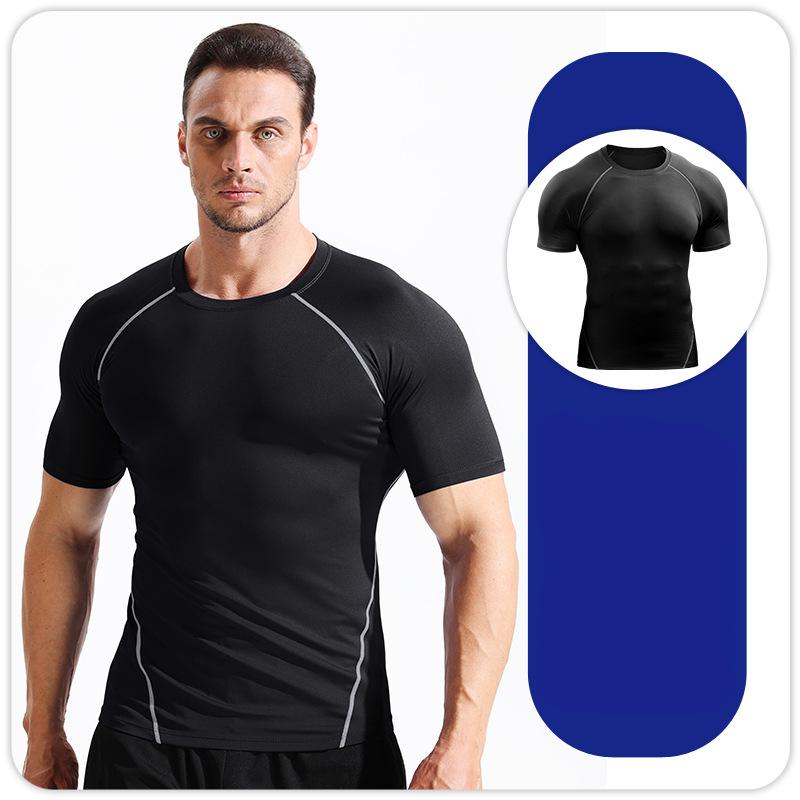 

Чоловічі футболки з коротким рукавом, тайтси для бігу, спортивний фітнес одяг для залу, компресійні дихаючі топи M L XL XXL 3XL 4XL 4XL сірий/чорний