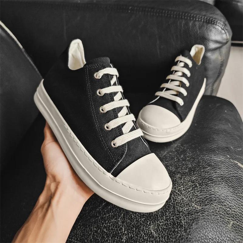 

2025 New Niche Street Couple Canva Shoes Men s Sneakers Casual Thick Bottom Men s Shoes X189 Polyurethane Sole Rubber Shoe Face 41 чёрный