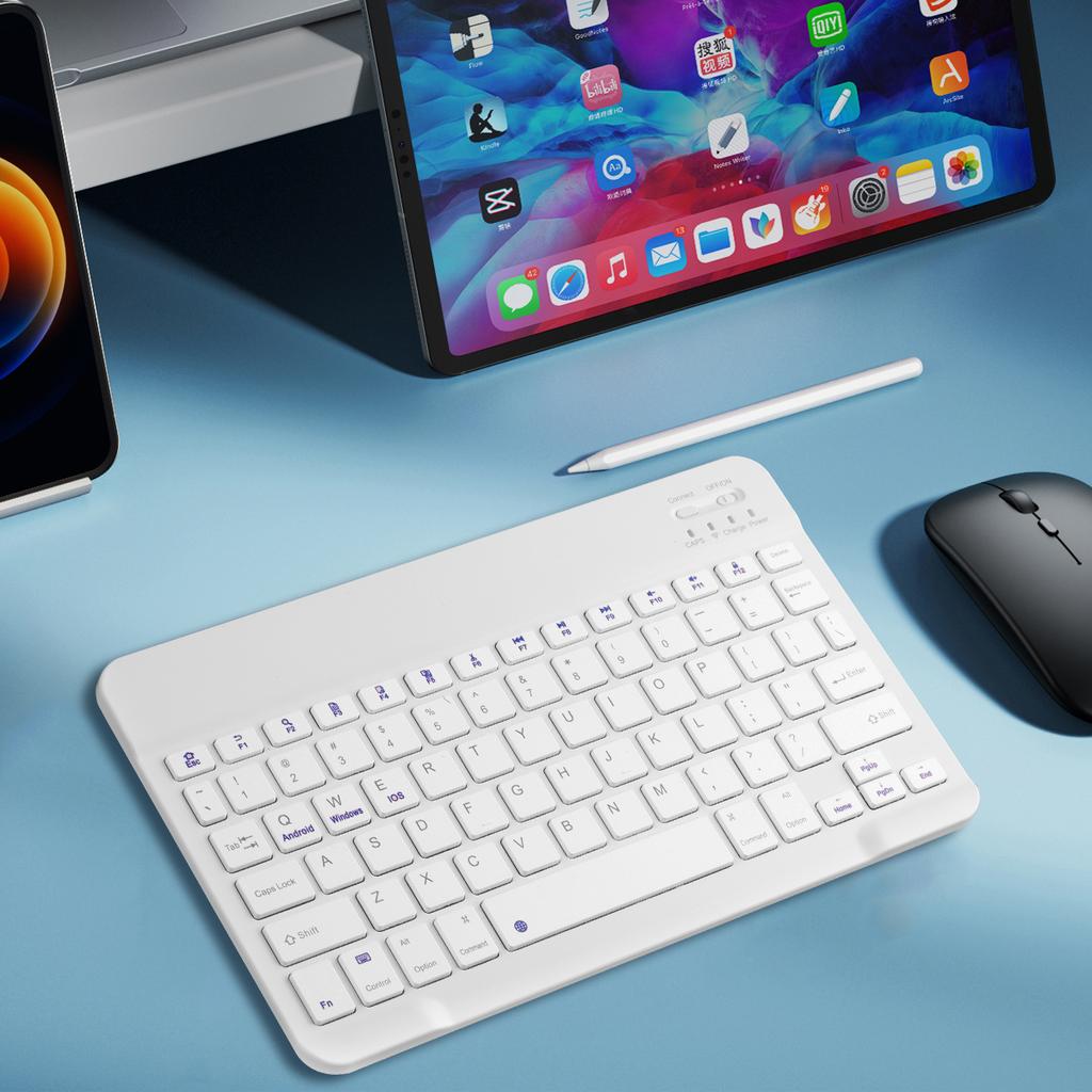 Bluetooth-Compatible Wireless Keyboard Portable Mini Rechargeable Keyboard 78-Key for Apple iPad Tablet iOS Android Windows