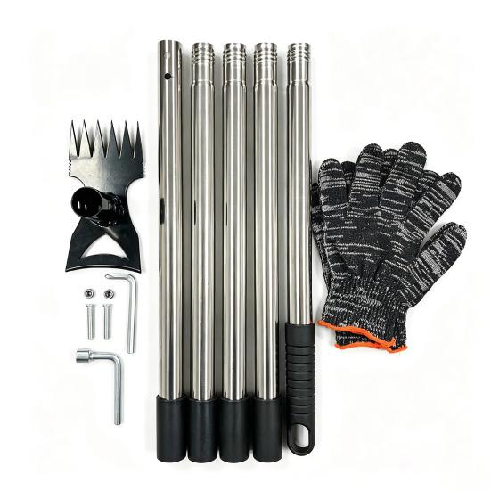 2-in-1 Weed Puller with Long Handle Adjustable Manual Weeder Hand Weed Rake And Heavy Duty Garden Hoe with Gloves