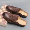 Black Men Sandals Business Brown Round Toe Men's Formal Shoes Handmade Pu Leather  Size 38-46