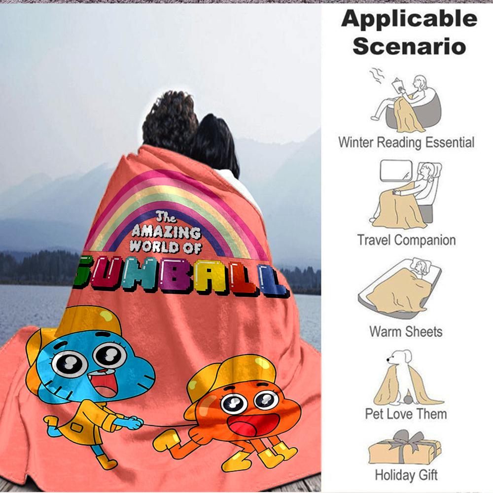 1pc The Amazing World of Gumball Cozy Print Blanket Lightweight Warm Flannel Throw Blanket For Sofa, Bed, Living Room