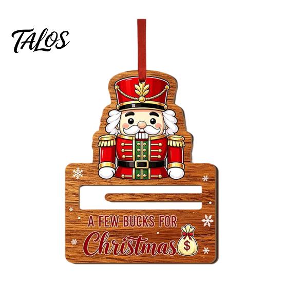 Christmas Cash Holder Ornament Holder, Creative Wooden Hanging with Red Lanyard, Holiday Money Pendant Vivid Printing for Tree Party Supplies