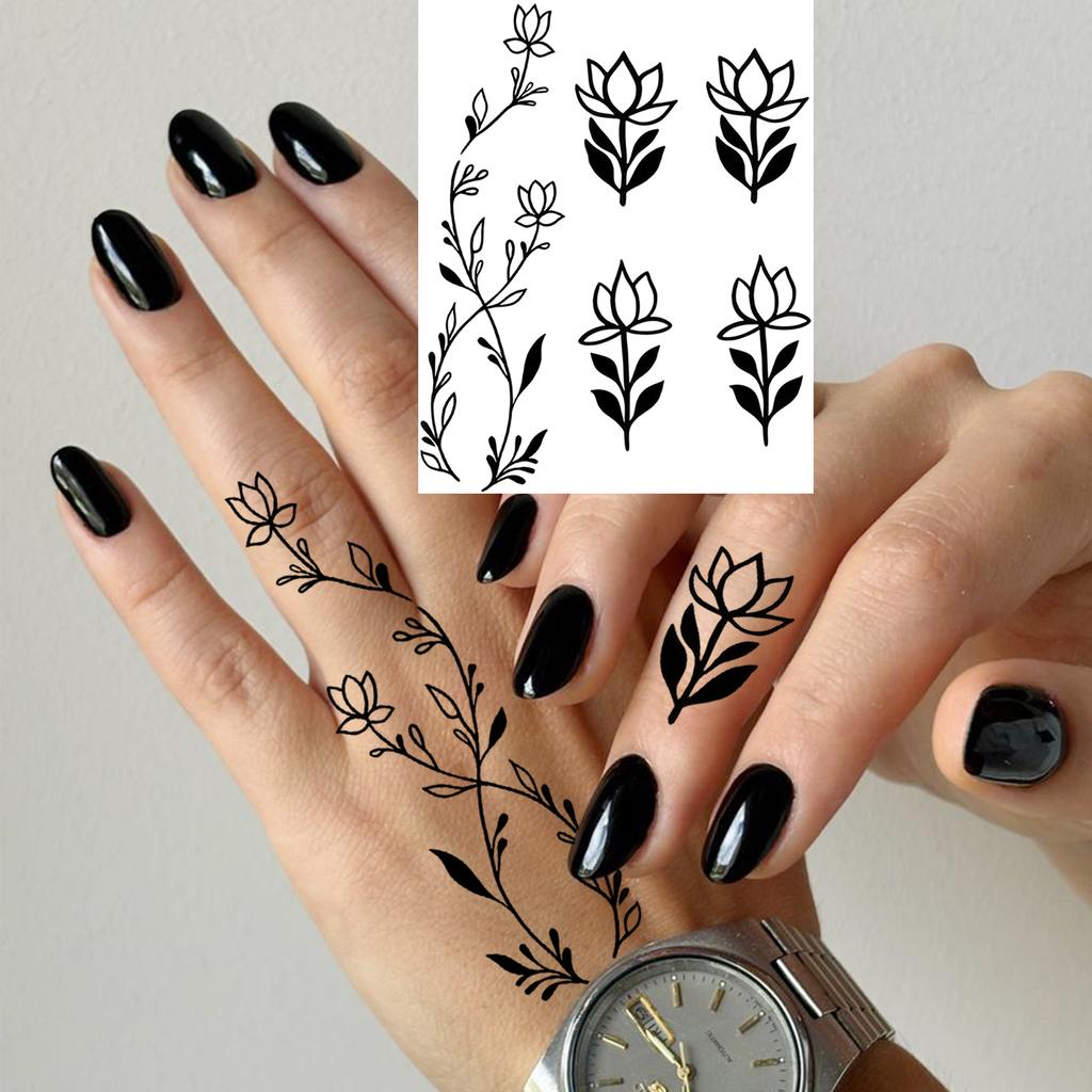 1 Sheet Rose Butterfly Flower Temporary Tattoos For Women Hand Arm, Fake Tattoo Sticker Waterproof Long Lasting Realistic Tatoos