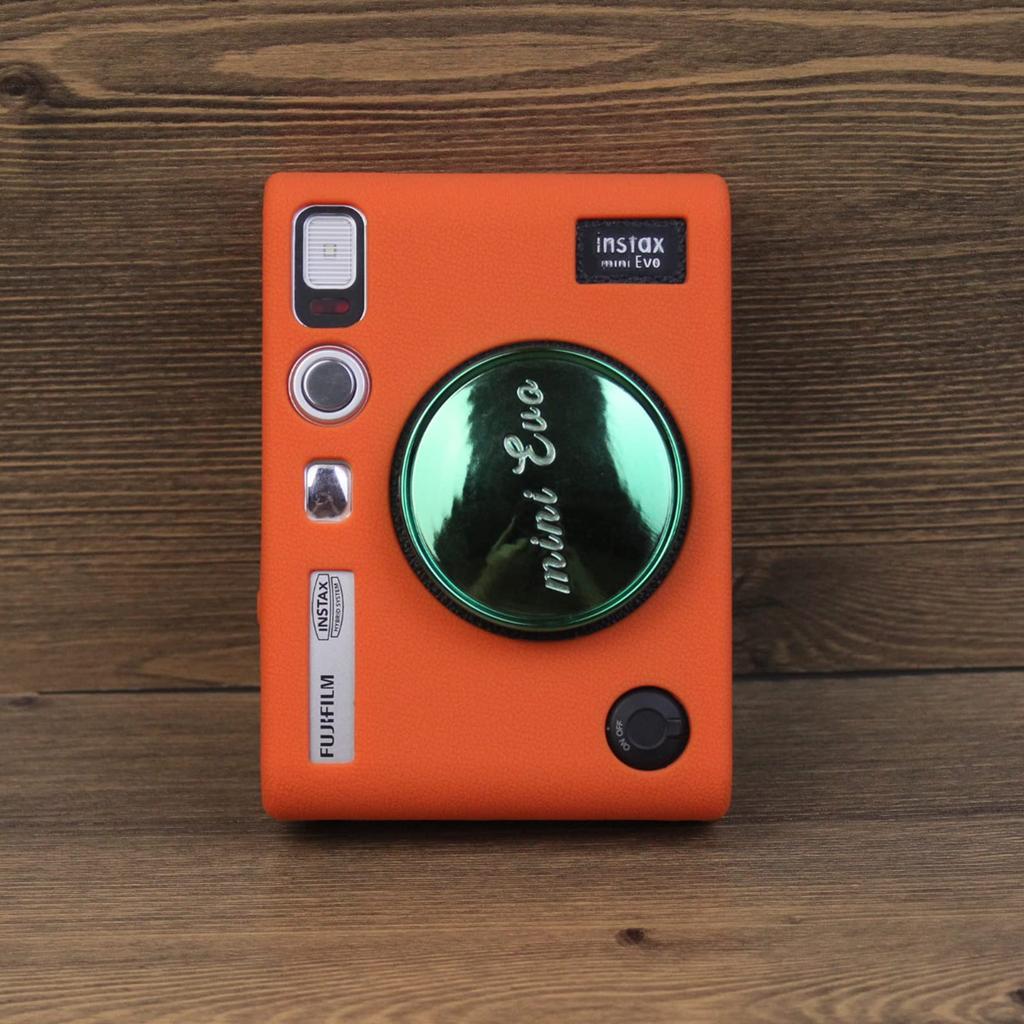 HIYQIN Instax Mini Evo Case, Silicone Travel Case, Shockproof, Protective Cover for Fujifilm Instax Mini Evo (Orange)