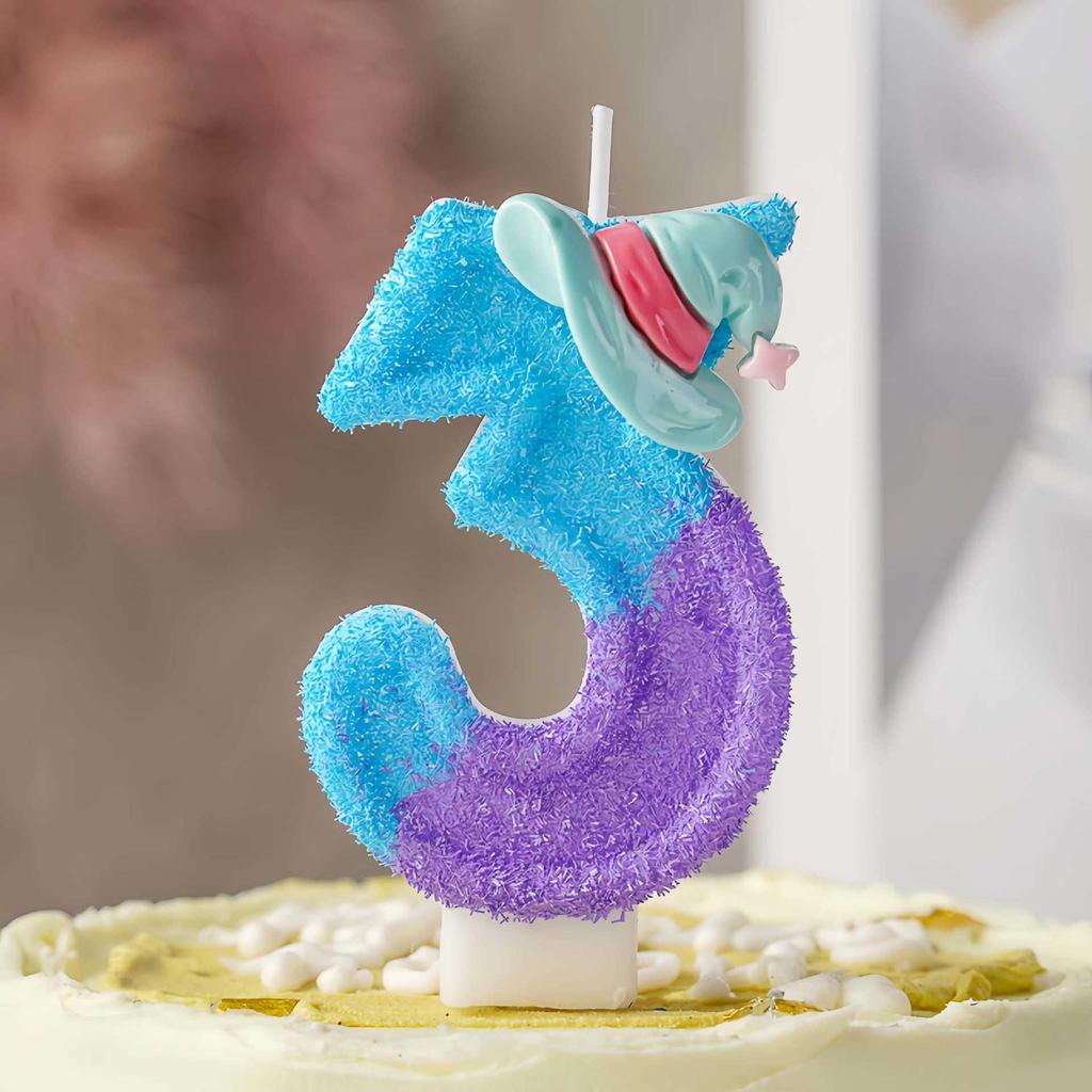 Digital Birthday Candle Decorations - Witch Hat Cake Toppers for Halloween Celebrations.