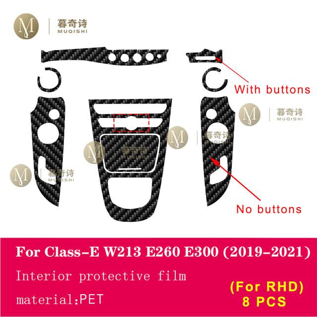 Pentru Mercedes Benz W213 Class-E Coupe - Film interior auto din fibră de carbon 5D PET Consolă centrală Film anti zgârieturi PPF