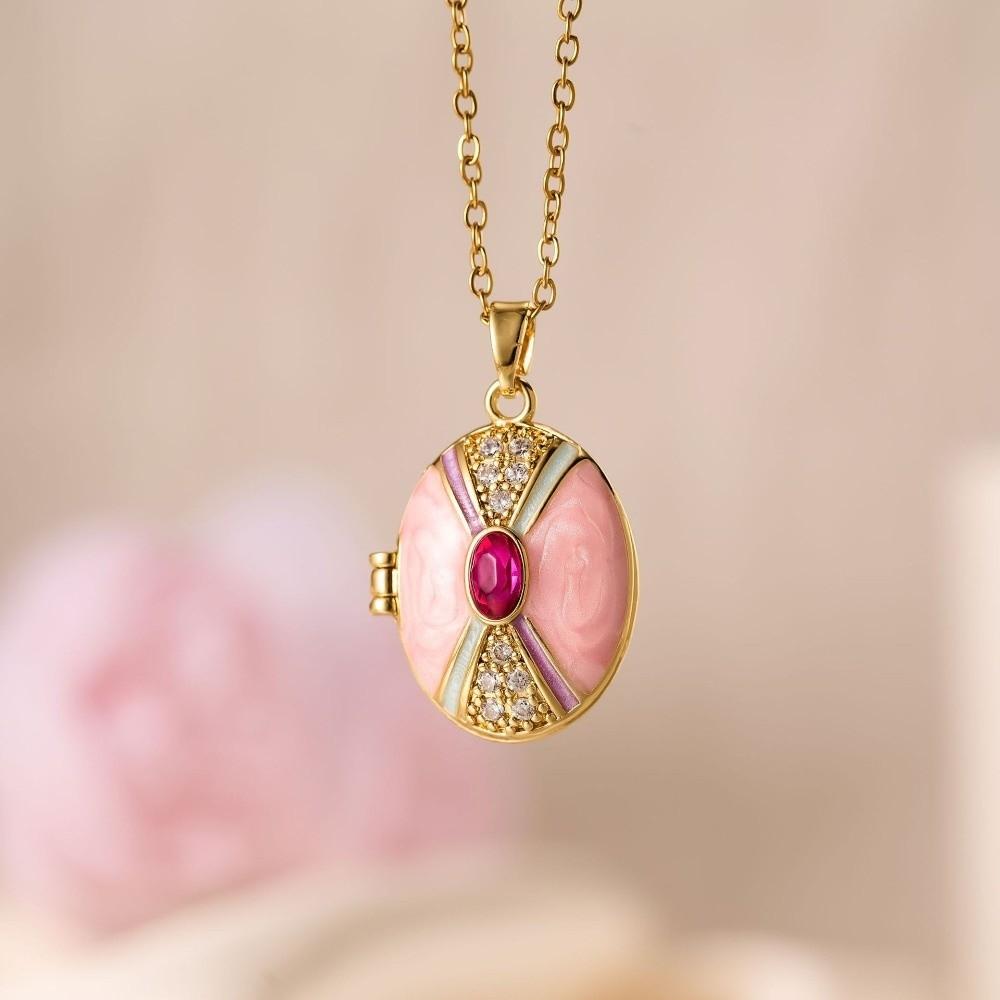 Romantic Photo Frame Necklace Oval Shape Vintage Openable Necklace  Anniversary Gifts