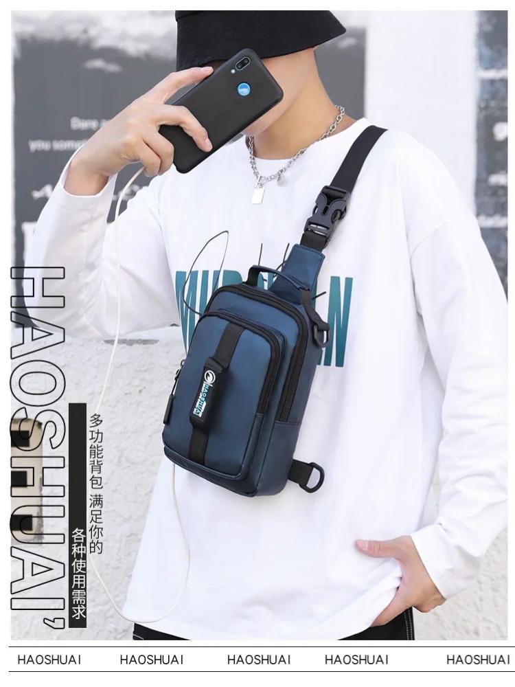 Men Luxury Nylon Large Capacity Chest Bag Outdoor Hiking Travel Crossbody Bag High Quality Waterproof Shoulder Bag