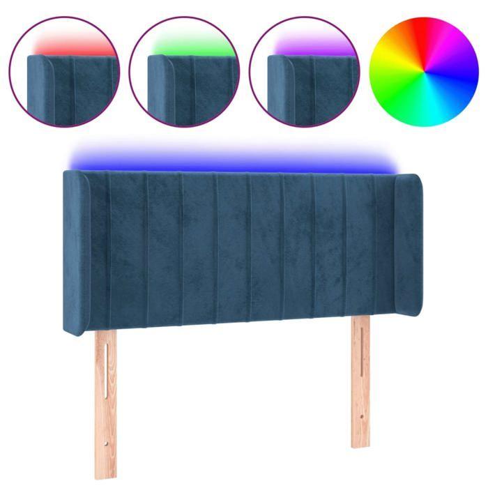 VidaXL Tête de Lit à LED Meuble de Chambre à Coucher Accessoire de Lit Simple Tête de Cadre de Lit Intérieur Bleu Foncé 3123514