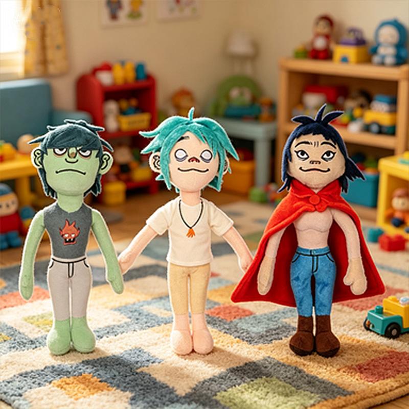 Новая плюшевая кукла Gorillaz Noodle Кавайная Виртуальная группа Уличный Боец Мягкая игрушка Милый Красный Плащ Мальчик для Фанатов Энтузиастов Детский Подарок