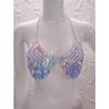 Colorful Sequin Halter Neck Body Chain Crop Top