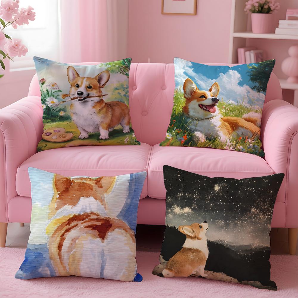 CUTE Golden Retriever Cushion Cover Pillow Case Soft Friendly Fabric Concealed Zipper