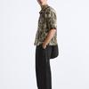 Zara Loose Floral Print Collared Short Sleeve Shirt Men shirts Dark-Khaki 9860330-507