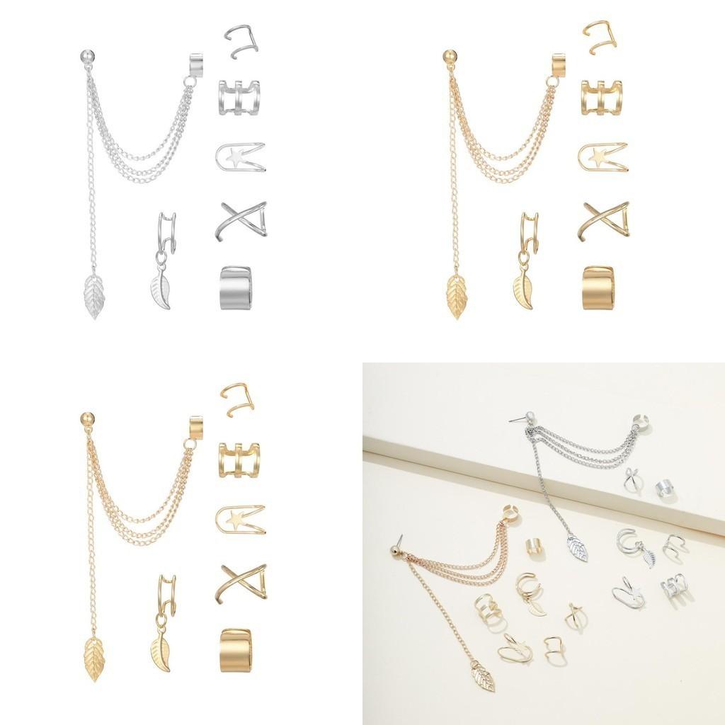 Elegant Geometric Metal Leaf Earrings Set For Women Perfect For Special Occasions