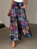 Women's Casual Pants Loose Wide Leg Pants Printed Waistband