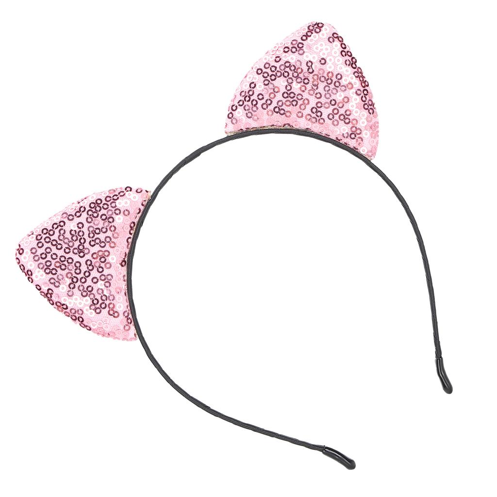 Reversible Sequin Cat Ears Headband Shiny Cat Ear Hair Hoops Women S Kitty Hair AccessoriesPink