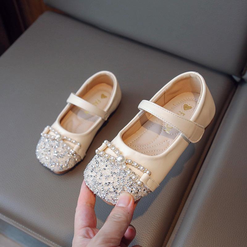 Girls shoes princess shoes 2025 spring and autumn new children's shoes crystal shoes small leather shoes girls single shoes rhinestone leather