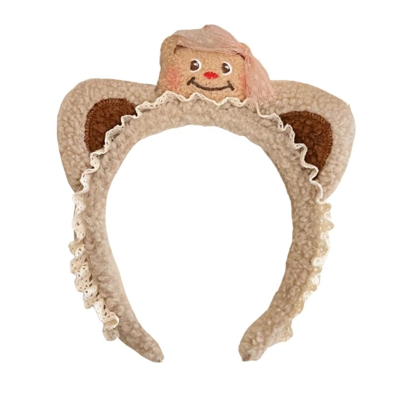 

Cartoon Plush Bear Hairhoop All Age Face Washing Makeup Hairband Fashion Photo Accessory for Carnivals Party Festival