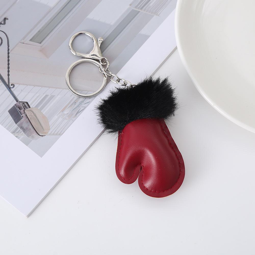 Winter Plush Glove Keychain: Leather, Stylish & Versatile Bag or Clothing Accessory