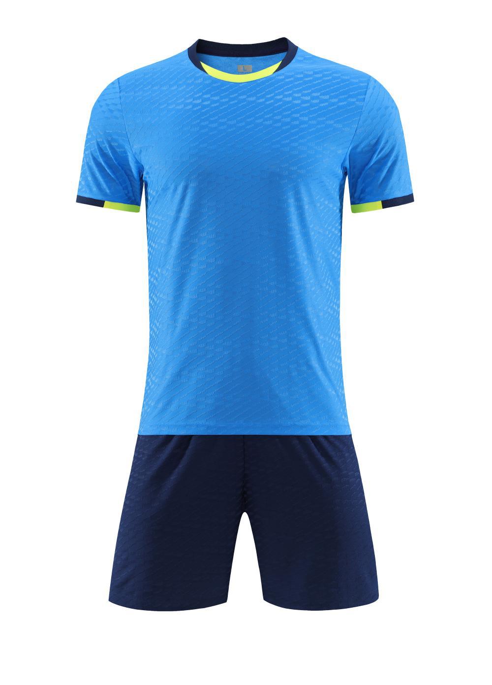 

Brand Jacquard Fabric Football Jersey Set Men S And Women S Short-Sleeved Jersey Football Jersey Blank Version Jersey Fan Version 4XL озеро синього кольору