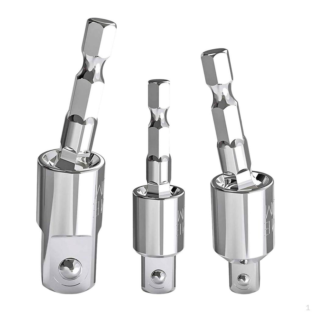 3 Piece Power Drill Socket Adapter Set, Hex Shank Set