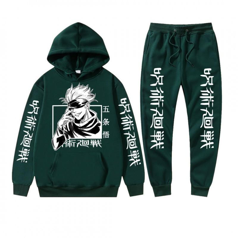 Completo felpa con cappuccio invernale da uomo con stampa Gojo Satoru di Jujutsu Kaisen Tuta casual spessa streetwear