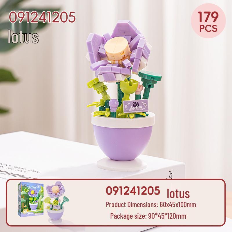 Eco-friendly Flower Pot Building Blocks - Rose, Hydrangea, Gesang Flower Ornament Toy