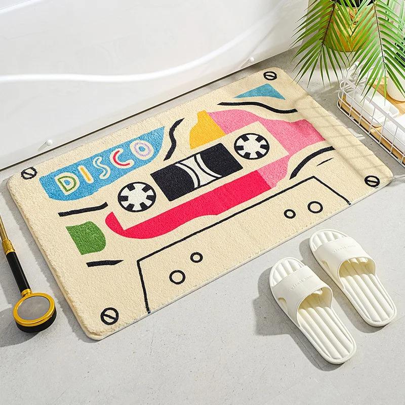 Cassette Soft Bath Mat Super Absorbent Washroom Entrance Carpet Bathroom Floor Decor Non Slip Easy To Clean Welcome Doormat Rug