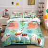 Cute Alpacas Cacti Illustration Bedding Set For Kids Luxury Gift 3Pcs Digital Print Comforter Set Soft Comfortable Breathable