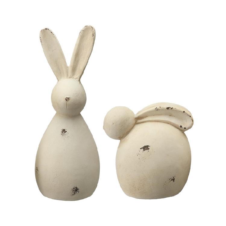 

2Pcs Unique Easter Resin Bunnies Ornaments with Distressed Detail Rabbit Figurines For Seasonal Home And Party Decors 1