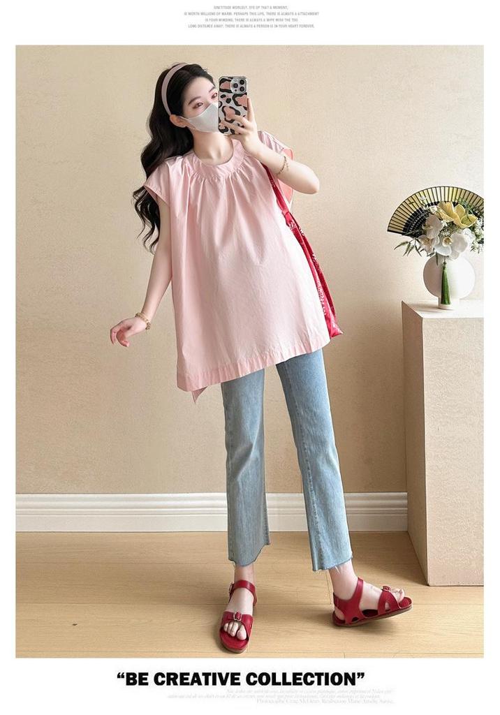 2026 Summer Stylish Maternity Loose Split Top with Round Neck